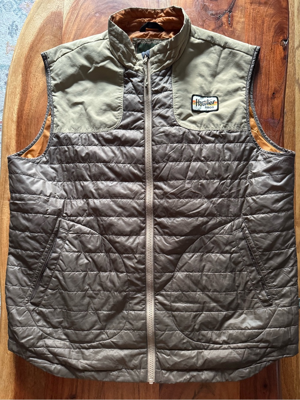 Howler Brothers Spellbinder Insulated Quilted Vest Brown Tan Large